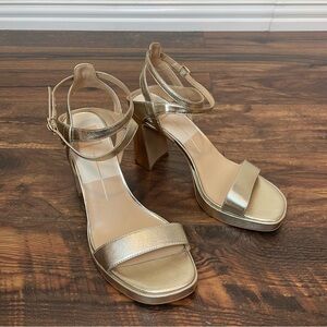 Dolce Vita Ozzy Light Gold Block Heel Sandals Crossover Straps Size 10